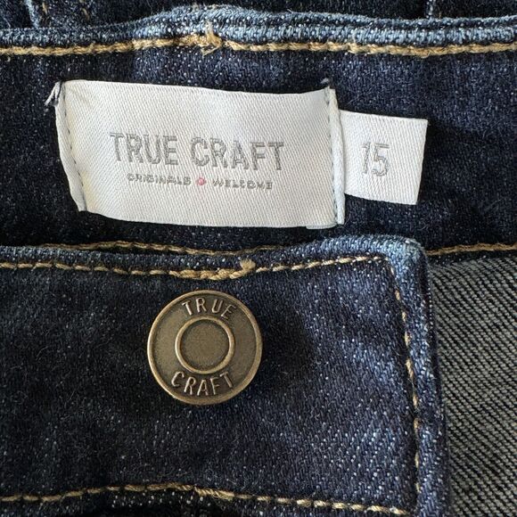 True Craft Juniors SZ 15 Skinny Jeans Distressed High-Rise Whiskered Dark Wash - Picture 8 of 10